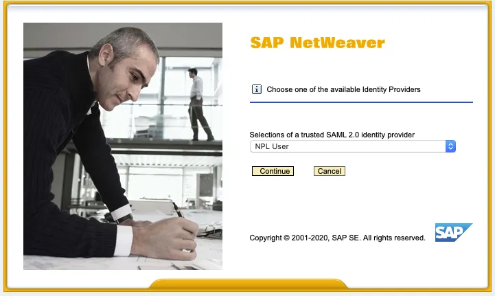 SAP NetWeaver Logon screen