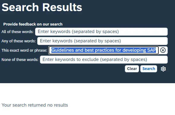 Sentence not found search result