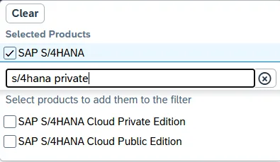 Search list S/4HANA Cloud Private Editio