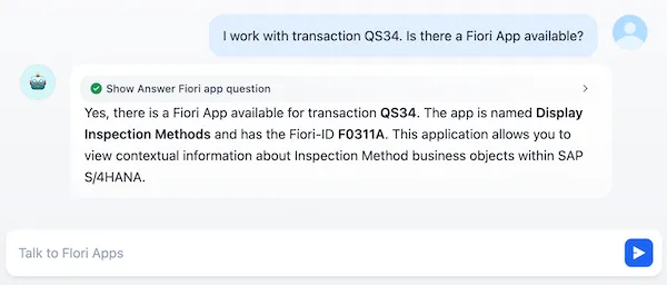 Chat: I work with transaction QS34. Is there a Fiori App available?