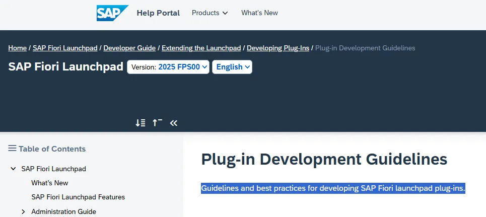 "Guidelines and best practices for developing SAP Fiori launchpad plug-ins."