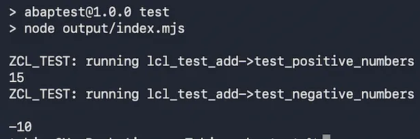 run test output