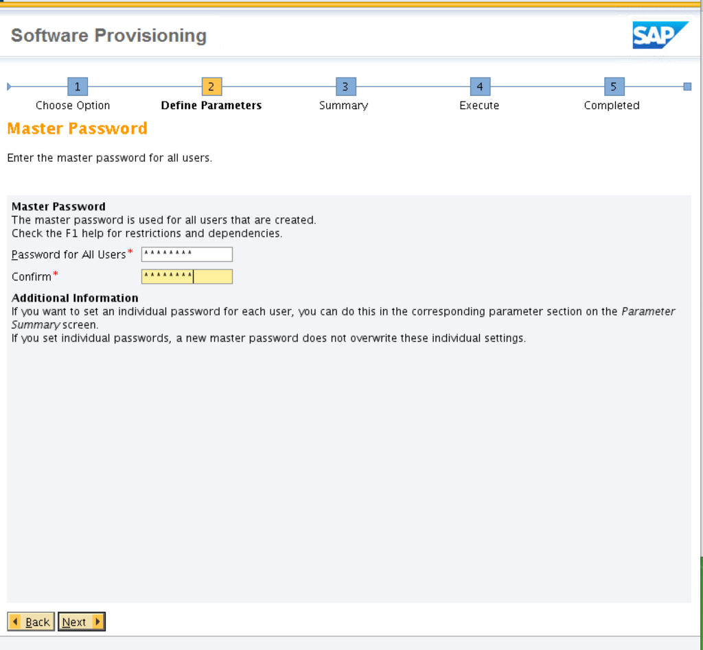sap installation master password