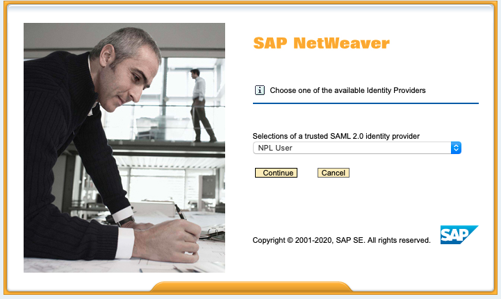 SAP NetWeaver Logon screen